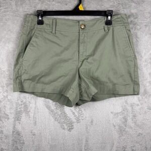 LOFT Size 7P The Monroe 4" Chino Flat Front Casual Shorts Olive Green Khaki NWT